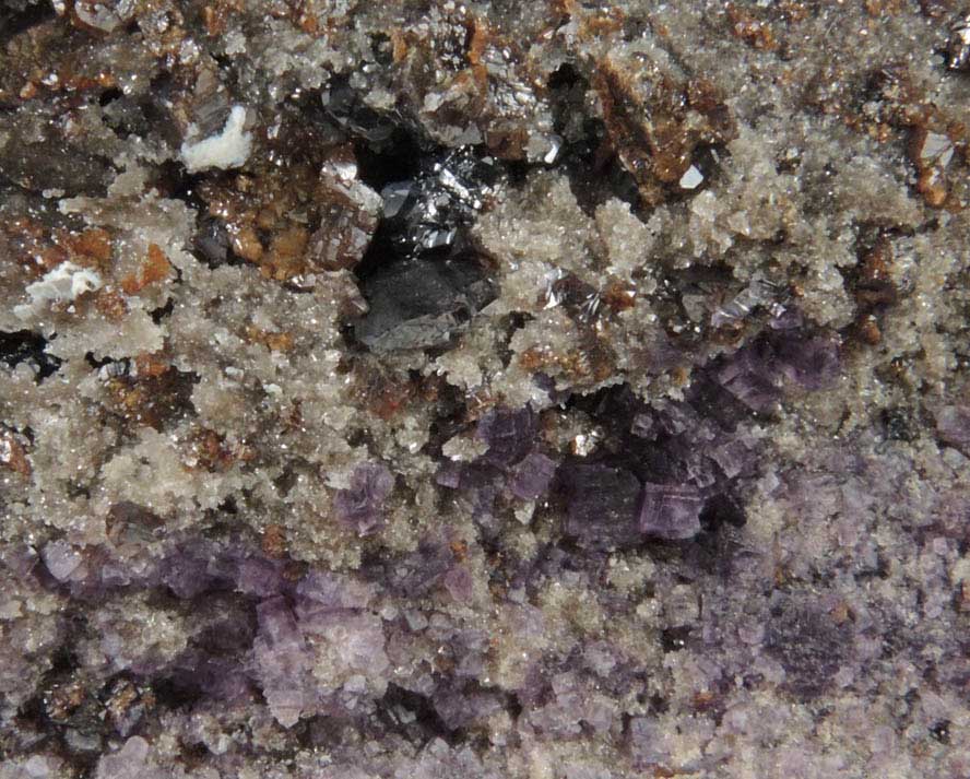 Sphalerite on Quartz with Fluorite from Mahoning Mine, Cave-in-Rock District, Hardin County, Illinois