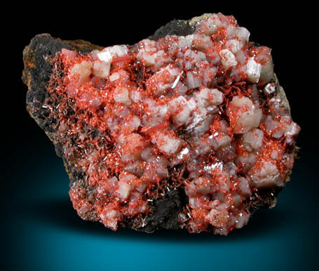 Cerussite and Crocoite from Magnet Mine, 10km West of Waratah, Tasmania, Australia