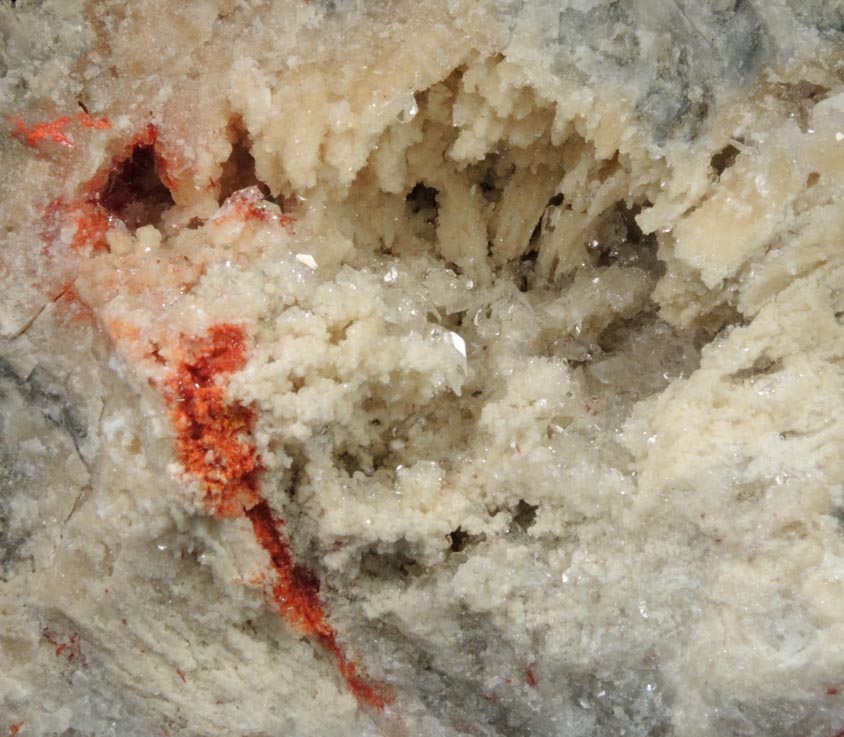 Colemanite with Realgar from Kramer District, Boron, Kern County, California