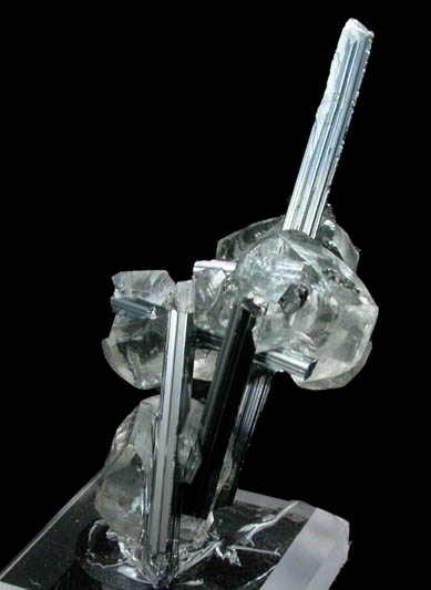 Stibnite with Calcite from Xikuangshan, 12 km northeast of Lengshuijiang, Hunan Province, China