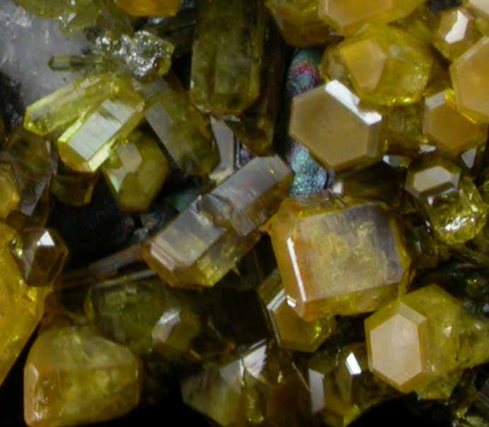 Mimetite on Cesarolite from Guatomo Mine, near Tham Thalu, south of Hat Yai, Yala Province, Thailand