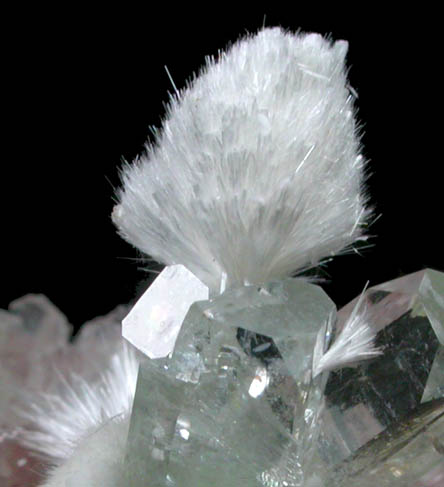 Scolecite on Apophyllite with Stilbite from Ahmadnagar District, Maharashtra, India