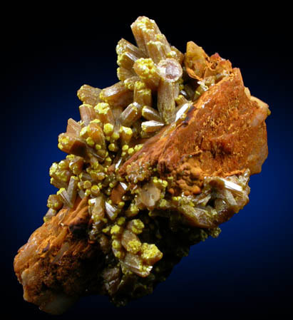 Pyromorphite on Barite from Mine des Farges, Ussel, Corrze, France