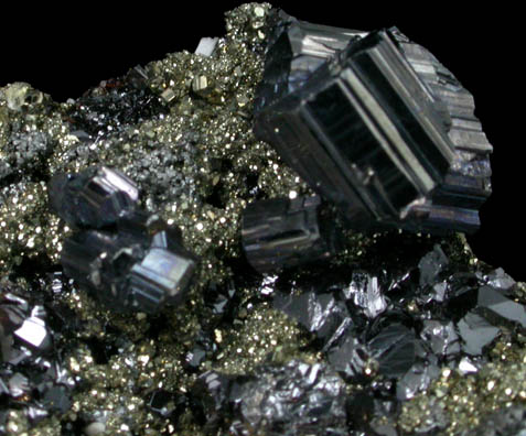 Bournonite and Sphalerite on Pyrite from Trepca District, 10 km east of Kosozska Mitrovica, Kosovo