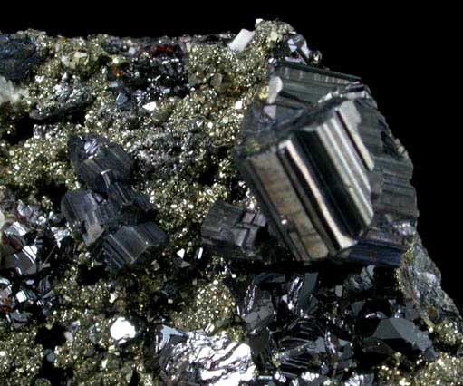 Bournonite and Sphalerite on Pyrite from Trepca District, 10 km east of Kosozska Mitrovica, Kosovo