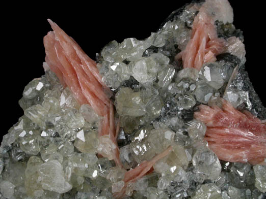 Cerussite on Barite over Galena from Mibladen, Haute Moulouya Basin, Zeida-Aouli-Mibladen belt, Midelt Province, Morocco