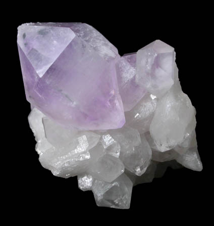 Quartz var. Amethyst Quartz on Milky Quartz from Intergalactic Pit, Deer Hill, Stow, Oxford County, Maine