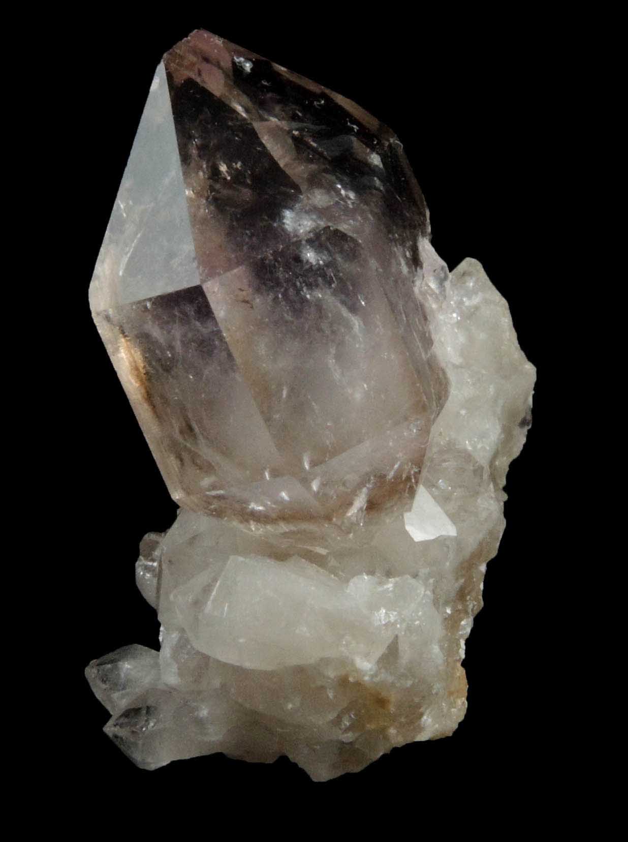 Quartz var. Smoky-Amethyst Quartz from Intergalactic Pit, Deer Hill, Stow, Oxford County, Maine