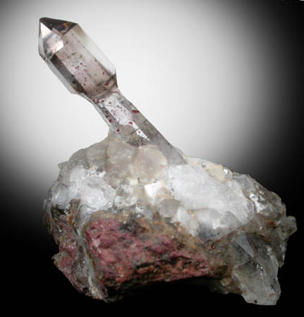 Quartz (Scepter Formation) with Hematite inclusions and bubble in fluid-filled cavity (Enhydro) from Brandberg Mountains, 160 km west of Omaruru, Namibia