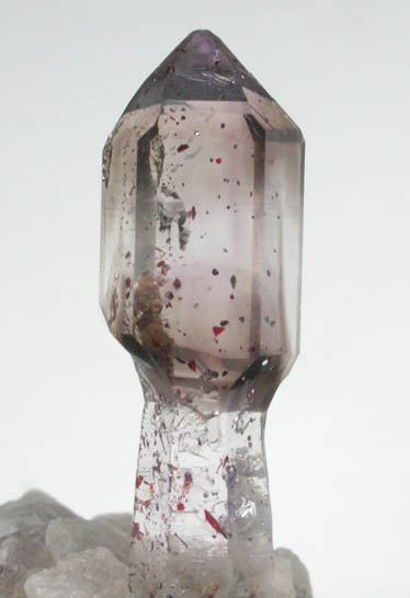 Quartz (Scepter Formation) with Hematite inclusions and bubble in fluid-filled cavity (Enhydro) from Brandberg Mountains, 160 km west of Omaruru, Namibia