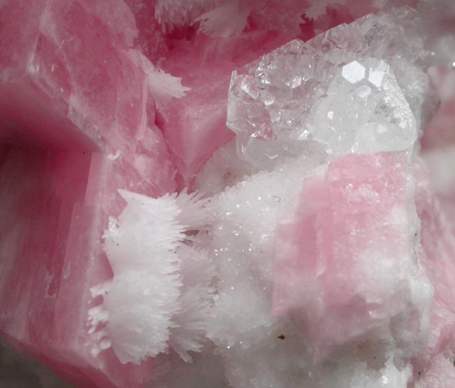 Rhodochrosite on Quartz with Fluorite from American Tunnel, Sunnyside Mine, Eureka District, San Juan County, Colorado