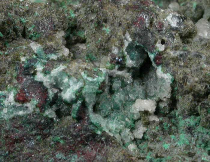 Malachite and Calcite from Upper New Street Quarry, Paterson, Passaic County, New Jersey