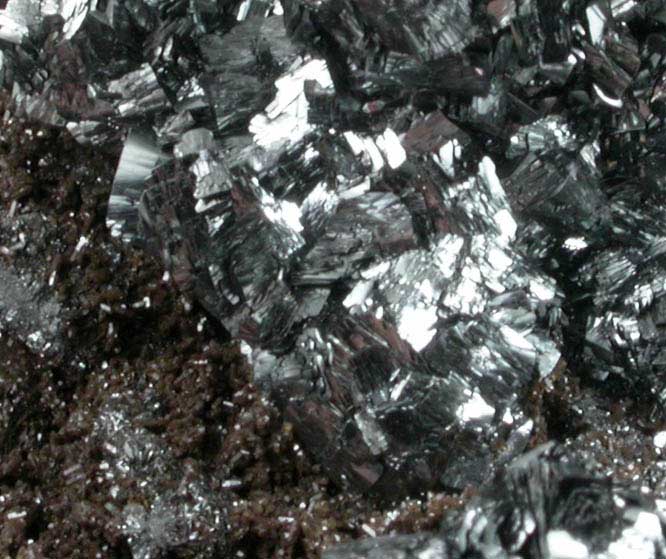 Pyrolusite on Lepidocrocite from Grube Robach, 	Rheinland-Pfalz, Germany