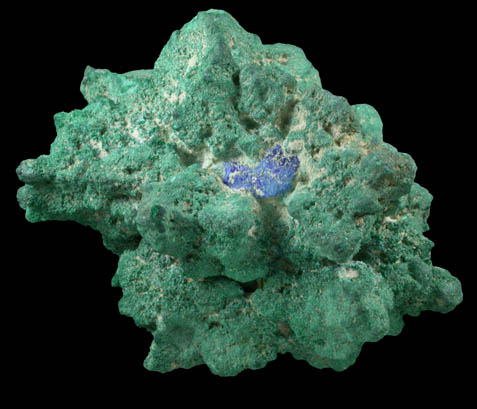 Malachite pseudomorphs after Azurite with Azurite from Chessy-les-Mines, Rhne, 23 km NW of Lyon, Rhne-Alpes, France