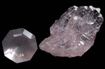 Quartz var. Rose Quartz Crystals with 6.45 carat faceted Rose Quartz gemstone from Minas Gerais, Brazil