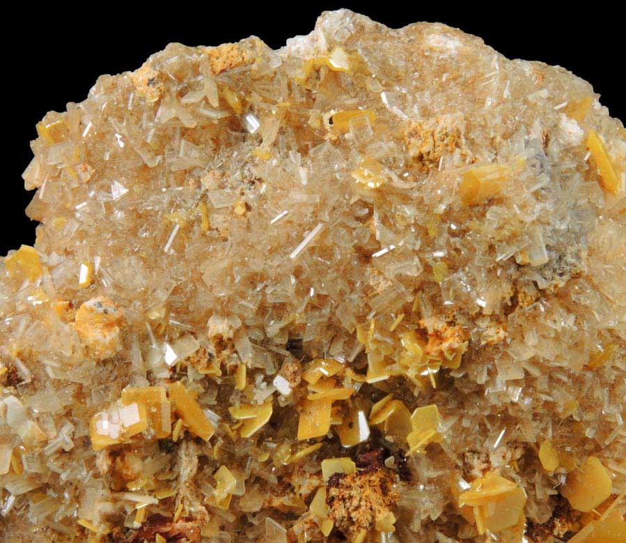 Wulfenite and Hemimorphite over Quartz from Meica District, Mount Peca, Carinthia, Slovenia