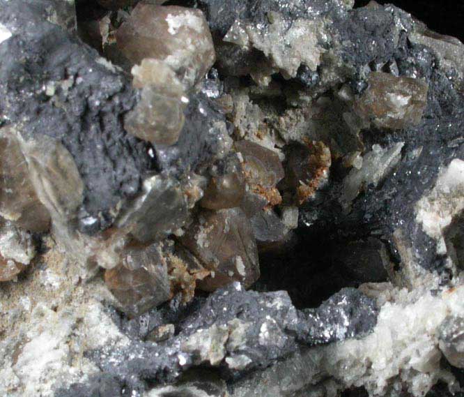 Cerussite on Galena from Trzebionka, Chrzanw District, Poland