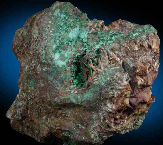 Cornwallite, Azurite, Barite from Mammoth Mine, Tintic District, Juab County, Utah