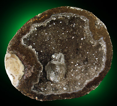 Calcite in Quartz lined geode from Chihuahua, Mexico