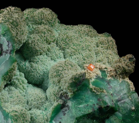 Wulfenite on Chrysocolla from 79 Mine, Banner District, near Hayden, Gila County, Arizona