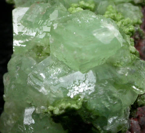 Smithsonite on Duftite from Tsumeb Mine, Otavi-Bergland District, Oshikoto, Namibia (Type Locality for Duftite)