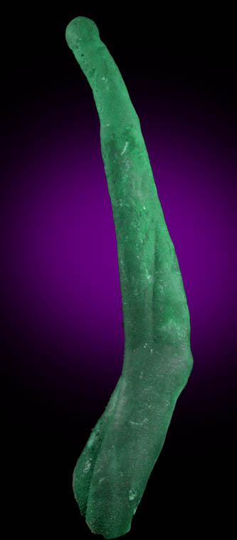 Malachite (curved stalactite) from Kambove Mining District, 130 km NW of Lubumbashi, Katanga Copperbelt, Lualaba Province, Democratic Republic of the Congo