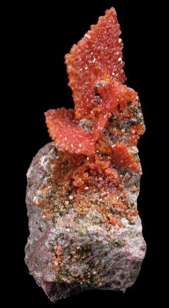 Vanadinite pseudomorphs after Wulfenite from Rowley Mine, 20 km northwest of Theba, Painted Rock Mountains, Maricopa County, Arizona