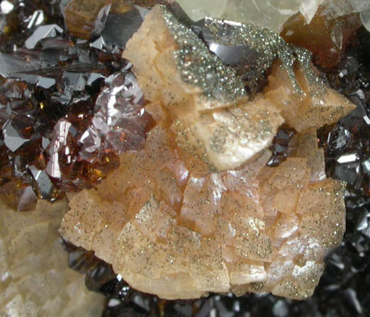 Calcite, Sphalerite, Dolomite from Mina Troya, Mutiloa, 19 km southwest of San Sebastin, Pais Vasco, Spain