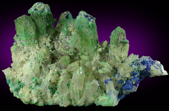 Quartz with Azurite from Black Pine Mine, Flint Creek Valley, Granite County, Montana