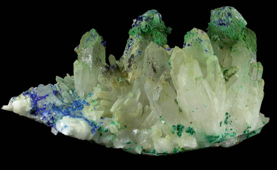 Quartz with Azurite from Black Pine Mine, Flint Creek Valley, Granite County, Montana