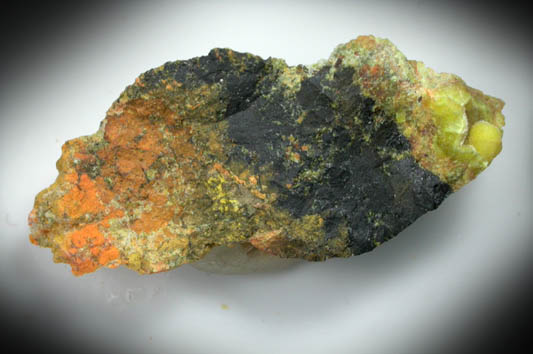 Uranophane with Curite from Shinkolobwe Mine, 22 km WSW of Likasi, Katanga Copperbelt, Haut-Katanga Province, Democratic Republic of the Congo (Type Locality for Curite)