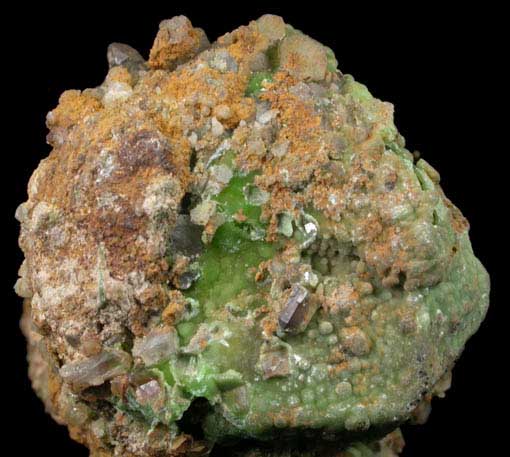 Pyromorphite over Galena with Quartz from Wheatley Mine, Phoenixville, Chester County, Pennsylvania