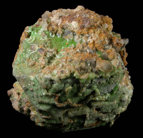 Pyromorphite over Galena with Quartz from Wheatley Mine, Phoenixville, Chester County, Pennsylvania