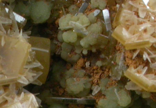 Wulfenite, Mimetite, Barite from Mina Ojuela, Mapimi, Durango, Mexico
