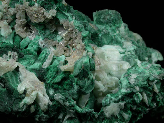 Cerussite on Malachite from Brown's Prospect, Rum Jungle, 61 km south of Darwin, Northern Territory, Australia