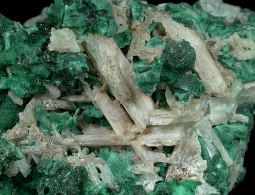 Cerussite on Malachite from Brown's Prospect, Rum Jungle, 61 km south of Darwin, Northern Territory, Australia