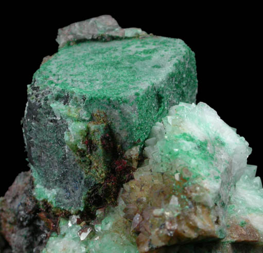 Anglesite and Brochantite over Galena with Quartz from Sunshine No. 1 Adit, Blanchard Mine, Hansonburg District, 8.5 km south of Bingham, Socorro County, New Mexico