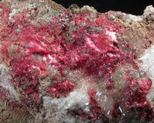 Cuprite var. Chalcotrichite with Calcite from Christmas Mine, Banner District, Gila County, Arizona