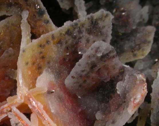 Wulfenite and Descloizite with druzy Quartz overgrowth from Finch Mine (Barking Spider Mine), north of Hayden, Banner District, Gila County, Arizona