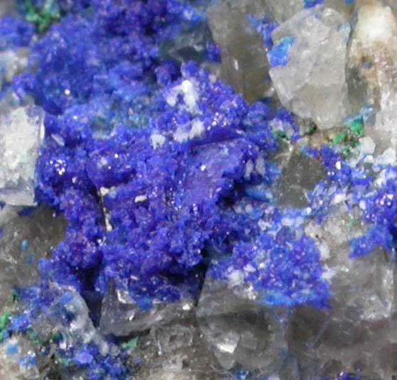 Azurite on Fluorite with Malachite from Great Sleddale, North Yorkshire, England