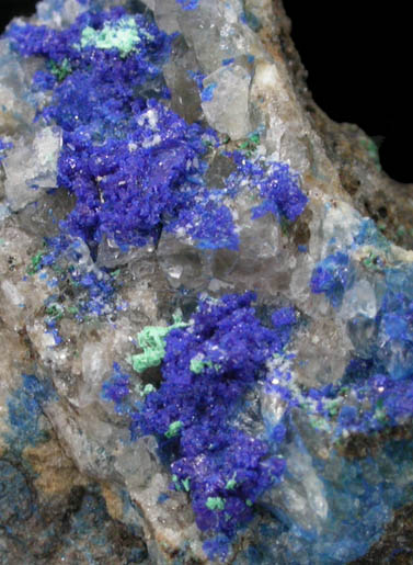 Azurite on Fluorite with Malachite from Great Sleddale, North Yorkshire, England