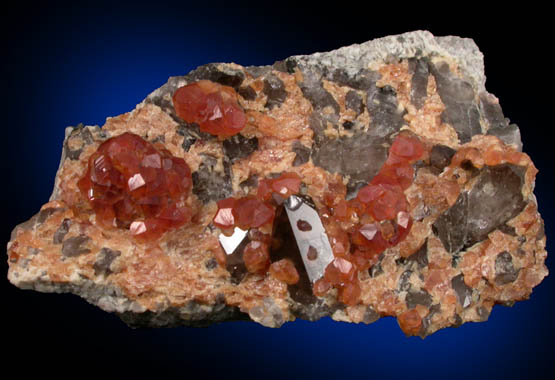 Spessartine Garnet with Smoky Quartz from Tongbei-Yunling District, Fujian Province, China