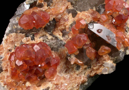 Spessartine Garnet with Smoky Quartz from Tongbei-Yunling District, Fujian Province, China