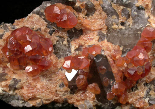 Spessartine Garnet with Smoky Quartz from Tongbei-Yunling District, Fujian Province, China