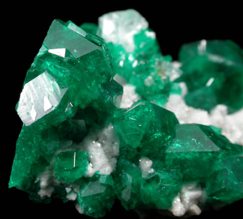 Dioptase and Cerussite on Calcite from Tsumeb Mine, Otavi-Bergland District, Oshikoto, Namibia