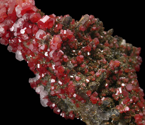 Vanadinite and Calcite over Quartz from Old Yuma Mine, west of Tucson, Pima County, Arizona