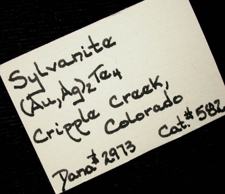 Sylvanite on Quartz from Cripple Creek, Teller County, Colorado