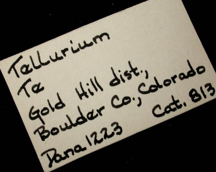 Tellurium from Gold Hill District, Boulder County, Colorado