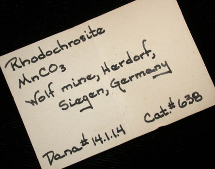 Rhodochrosite from Grube Wolf, Herdorf, Siegerland, Rheinland-Pfalz, Germany
