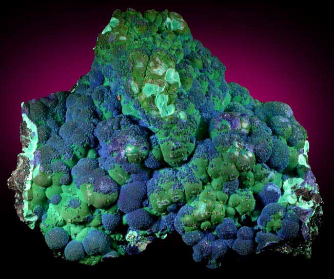 Azurite over Chrysocolla from Manganese Blue Mine Area, 4750' Bench, Morenci Mine, Copper Mountain, Greenlee County, Arizona